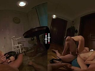 blind date turns wild with shaved brunette cowgirl in vr