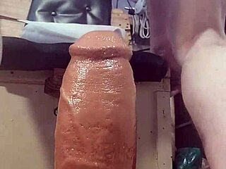 Riding huge Mr. Hankey's dildos