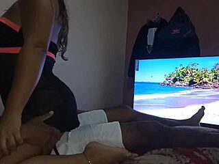 Masked Colombian Prostitute Enters Room and Sucks Cock Intensely for Orgasm