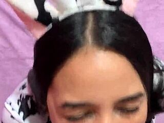 I Dress Up As A Cow To Milk My Stepbrother's Cock On His Birthday!