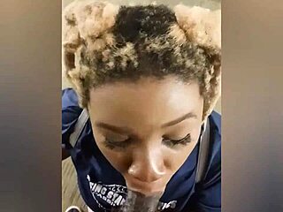 Ebony Tries Not To Get Caught Sucking Dick In Elevator