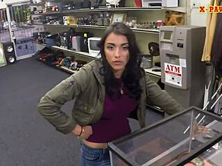 busty woman convinced to fuck pawn dude on hidden cam