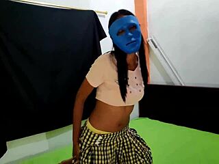 A horny latina milf student sends homemade porn to her teacher on Halloween to pass English.