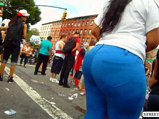 Beautiful brunette walking excitingly