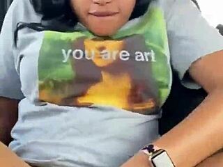 ebony masturbating in car outdoors 😏