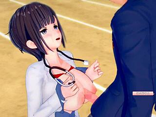 wow, big tits teacher massaging and fucking in hentai!