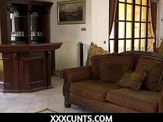 two thieves, one with big cock, dominate tiny teen kate quinn in wild session.