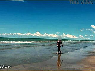 wife playing nude football on public clothed beach 😏
