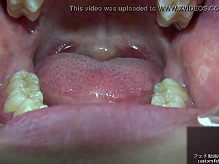 teeth fetish with wet tongue and dripping saliva