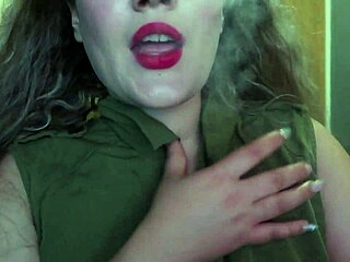 Look at This Cute Blonde Painting Lips Red with Cigarette! Hope You Like It!