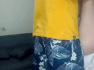 Blonde amateur bends over for pool guy again, small tits bouncing.