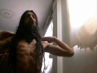 Bearded lady feet & cock teasing in shemale ladyboy gay fetish