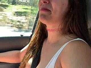 Brunette babe Abbie Maley engages in public sex on tennis court