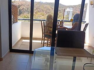 Perverted stepdad nails me in the living room, his wife almost caught us!