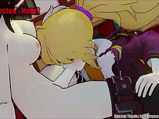 Yang gives ruby a deepthroat blowjob in this hentai cartoon