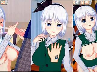 youmu from touhou gets her big tits rubbed hard in this hentai 😍