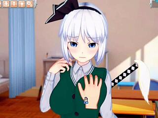 youmu from touhou gets her big tits rubbed hard in this hentai 😍