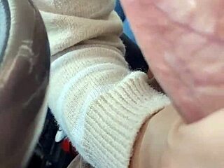 Swallowing every drop in the car, even licking her fingers clean