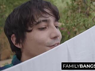 Trouble Boy Spies Black Stepsister Olivia Jay Doing Yoga