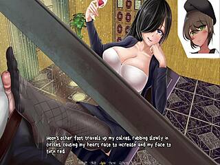 Horror mansion footjob under desk with monster