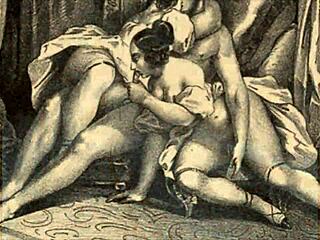 vintage erotic illustration from antique anime hentai cartoon