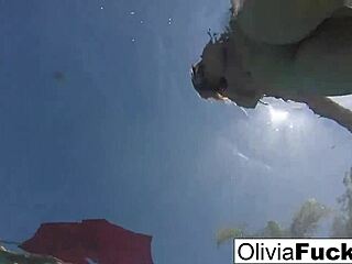 olivia enjoys steamy summer vibes by the pool with her curvy blonde figure