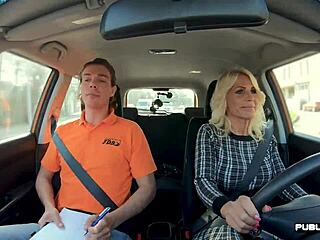 Busty milf rides instructor in public 🚗