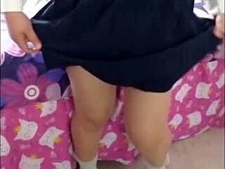 Shy Colombian girl moans loud in homemade sex.