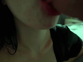 Petite brunette teen rides dildo solo for intense anal fun.