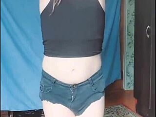 sissy crossdresser rides as ladyboy slut in wet cowgirl