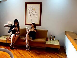 Two Latina lesbians enjoy oral fun on the couch while exploring each other.