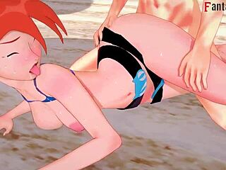 Gwen Tennyson in bikini gets pounded on the beach in 3D