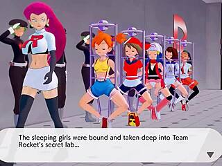 Pokemon girls get captured and hypnotized to dance naked in this hentai scene.