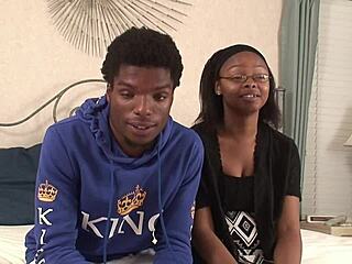 Ebony amateur chick with glasses gets pounded hard by her man. It’s raw and real!