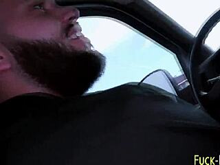 Reality amateur babe sucks monster cock outdoor, feeling deep emotions from interracial blowjob.