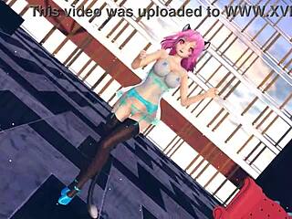 Pink Cat From Touhou In This Mmd Animation Scene