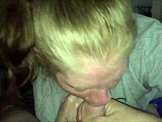 Blonde amateur lass intensely blows cock and swallows all the cum
