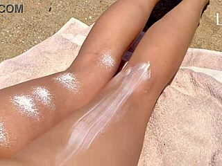 Stranger Fills Mouth on Beach.