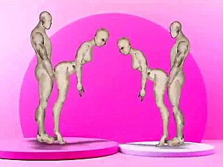 Twins interacting with girls in anime cartoon style