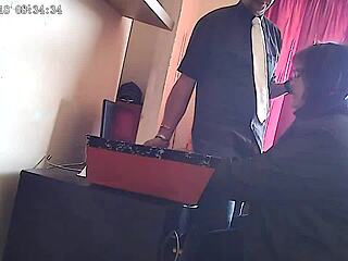 CCTV catches secretary eagerly sucking her boss’s cock in the office.
