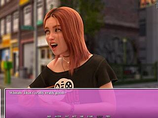 Petite Red Head Eats Ramen While Showing Off Curvy Body in 3D Anime