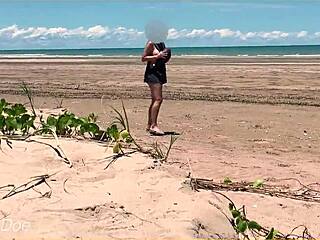 i dared my wife to play football naked on a public clothed beach!