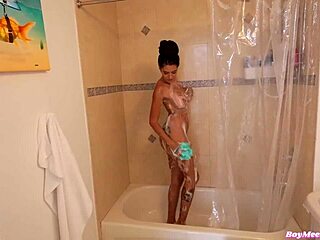 Hot roommate spied in shower, agrees to intense fuck - Coco Bae, Johnny Love