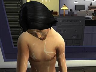 कार्टून दोस्त ने सिम्स 3D गेम में जोर से चूसा