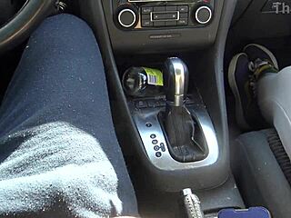 Real amateur cuckold wife hooks up with horny fan for car action