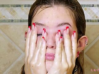 18 Yr Old Blonde Enjoys Hot Shower After Massage