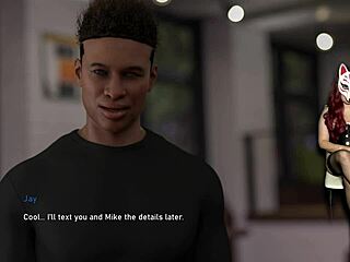 in the brothel, the brunette performs a pole dance in heels and skirt