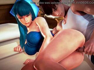 honey select featuring sarutobi yuuki, 3d blue haired beauty