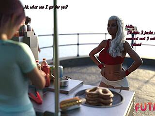 Futa3DX - Hot Brunette Sucks Futa GF’s Big Dick in Wild Fishnet Action.