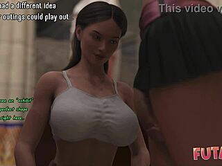 Futa3DX - Hot Brunette Sucks Futa GF’s Big Dick in Wild Fishnet Action.